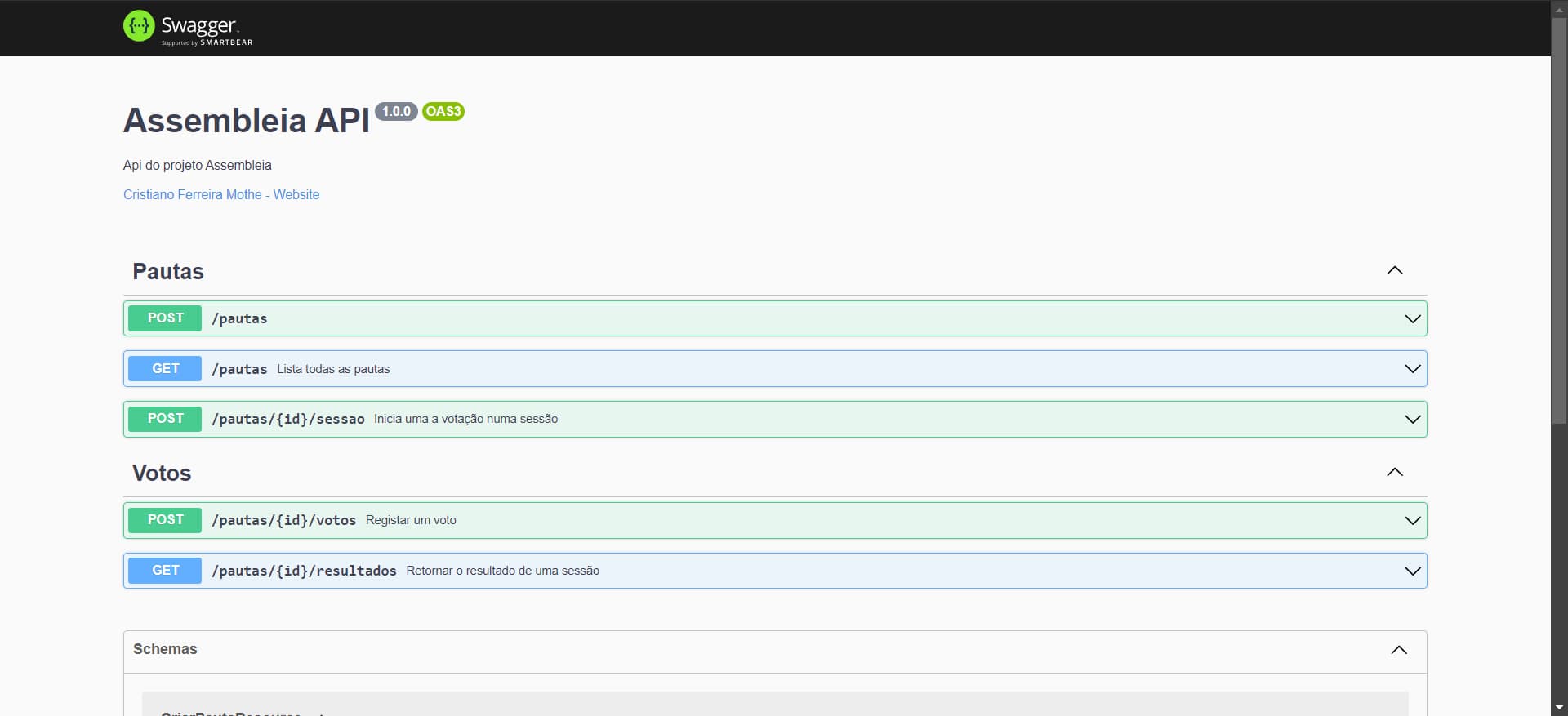 Preview do projeto Assembleia API